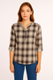Hemdbluse mit Karomuster und Rundhalsausschnitt