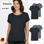 Gestreiftes und einfarbiges T-Shirt Set mit Knopfdetails