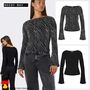 Glamour�ses Langarm-Top mit Schlag�rmeln und Glitzer