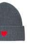 Gemusterte Strickm�tze mit Rippb�ndchen dezenter Stickerei