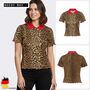 Leopardenmuster Polo-Shirt mit Kragen und welligem Saum