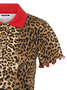Leopardenmuster Polo-Shirt mit Kragen und welligem Saum