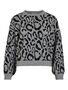 Leopardenmuster Strickpullover Rundhalsausschnitt