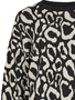 Leopardenmuster Strickpullover Rundhalsausschnitt