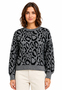Leopardenmuster Strickpullover Rundhalsausschnitt