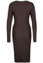 Langarm-Kleid Strick geripptes Muster figurbetonter Schnitt