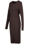 Langarm-Kleid Strick geripptes Muster figurbetonter Schnitt
