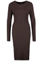 Langarm-Kleid Strick geripptes Muster figurbetonter Schnitt