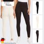 Gerippte Leggings Elastischer Bund Unifarben Alltag