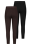 2er-SET Gerippte Leggings mit elastischem Bund