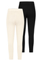 2er-SET Gerippte Leggings mit elastischem Bund