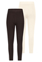 2er-SET Gerippte Leggings mit elastischem Bund