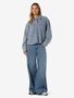 Jeansbluse Hemdkragen Brusttaschen Knopfleiste Fransenbund