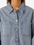 Jeansbluse Hemdkragen Brusttaschen Knopfleiste Fransenbund