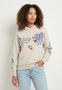 Floral verzierter Hoodie mit Stickereien und Spr�chen Kapuze