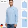 Langarmshirt mit Knopfleiste Stickerei und Brusttaschen