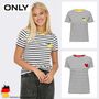 Gestreiftes T-Shirt mit Herzmotiv und Rundhalsausschnitt