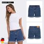 Mid Waist Jeansshorts Slim Fit Denim Rei�verschluss Umschlag