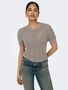 Kurzarm Strickpullover H�kelmuster Rundhals Unifarben