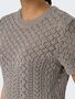 Kurzarm Strickpullover H�kelmuster Rundhals Unifarben