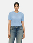 Kurzarm Strickpullover H�kelmuster Rundhals Unifarben 