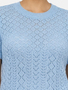 Kurzarm Strickpullover H�kelmuster Rundhals Unifarben 