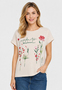 Kurzarm T-Shirt Rundhals Florale Stickerei Blumenmotiv