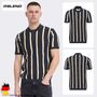 Kurzarm Poloshirt Knopfverschluss Streifenmuster Casual