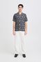 Bequemes Kurzarmshirt Knopfleiste Ornamentmuster Modisch