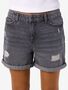 Denimshorts Mid Waist Denim Sommer Rei�verschluss Casual