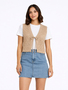 �rmelloses Cardigan Einfarbig V-Ausschnitt Bindeband