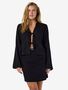 Schlupfbluse Kentkragen Schleifendetails Langarm Slim Fit
