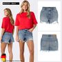 Denimshorts Rei�verschluss Hohe Taille Unifarben Stilvoll