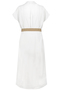 Kurzarm Kleid G�rtel Knopfleiste V-Ausschnitt Einfarbig