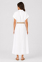 Kurzarm Kleid G�rtel Knopfleiste V-Ausschnitt Einfarbig