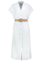 Gestreiftes Maxikleid G�rtel Knopfleiste V-Ausschnitt 
