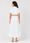 Gestreiftes Maxikleid G�rtel Knopfleiste V-Ausschnitt 
