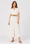 Gestreiftes Maxikleid G�rtel Knopfleiste V-Ausschnitt