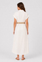 Gestreiftes Maxikleid G�rtel Knopfleiste V-Ausschnitt