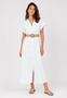 Gestreiftes Maxikleid G�rtel Knopfleiste V-Ausschnitt 