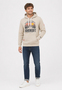 Stylischer Hoodie Motivprint K�ngurutasche Rippb�ndchen