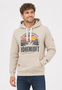 Stylischer Hoodie Motivprint K�ngurutasche Rippb�ndchen