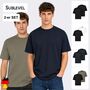 Kurzarm T-Shirt Rundhalsausschnitt 2er-Set Unifarben 