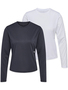 Einfarbiges Langarmshirt 2er-Set Rundhalsausschnitt