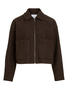Kurzjacke Rei�verschluss Unifarben Langarm Elegant
