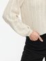 Langarm Strickpullover Rundhals Lochmuster Unifarben