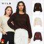 Langarm Strickpullover Rundhals Lochmuster Unifarben