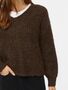 Moderner Strickpullover V-Ausschnitt Rippb�ndchen Langarm