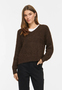 Moderner Strickpullover V-Ausschnitt Rippb�ndchen Langarm