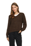 Moderner Strickpullover V-Ausschnitt Rippb�ndchen Langarm